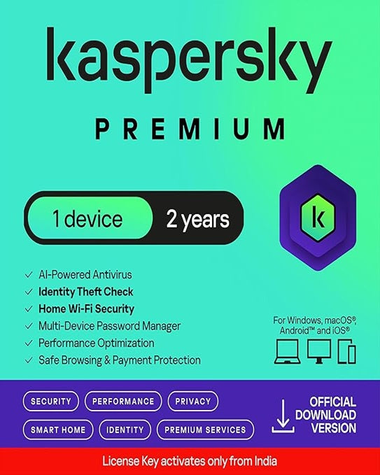 Kaspersky | Premium - Total Security (Ultimate Security) | 1 Device | 2 Years | Email Delivery in 1 Hour