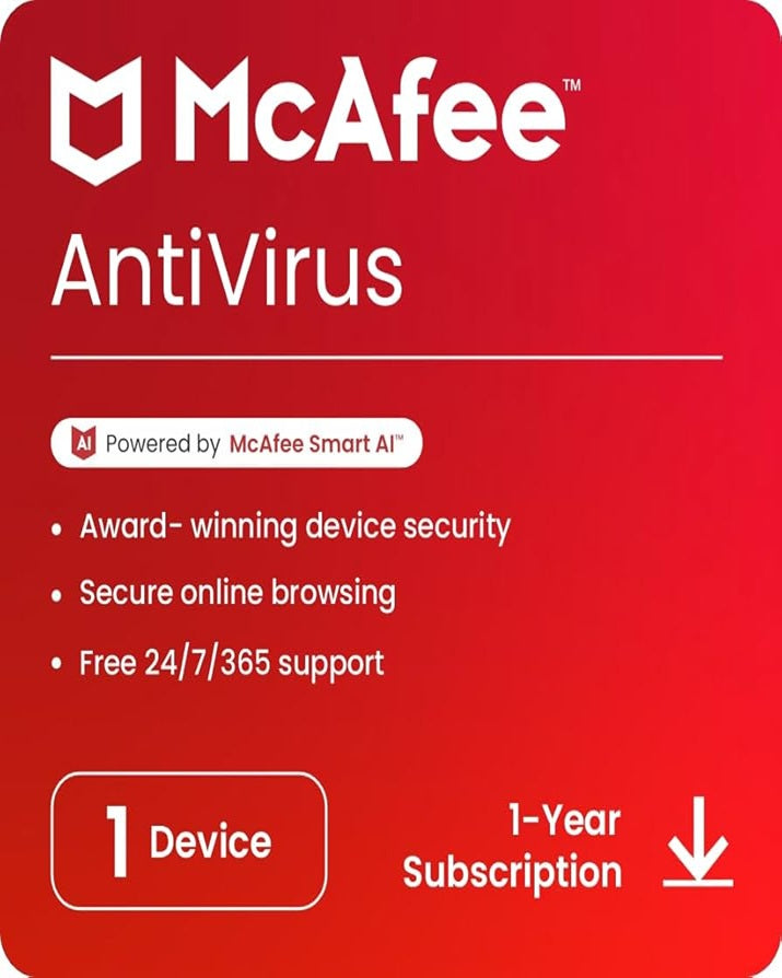 McAfee Antivirus – 1 Device | 1 Year | Email Delivery
