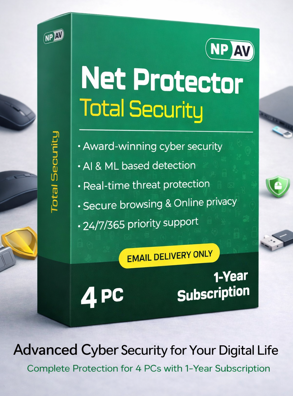 Net Protector Antivirus for PC Total Security , 4 PC, 1 Year (Email Delivery in 1 Hour - No CD)