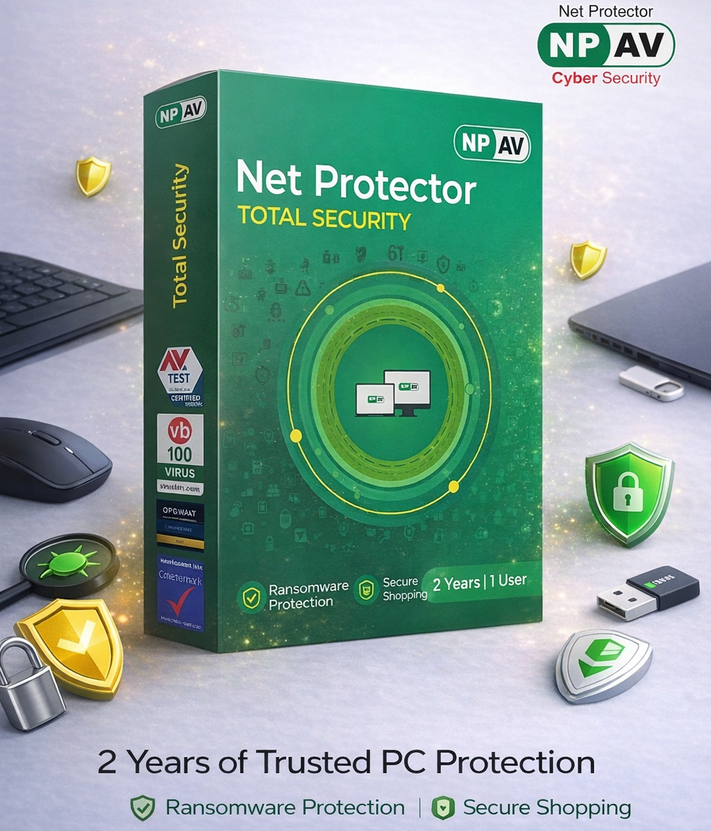 Net Protector Antivirus for PC – Total Security | 1 PC | 2 Years | Email Delivery (No CD)