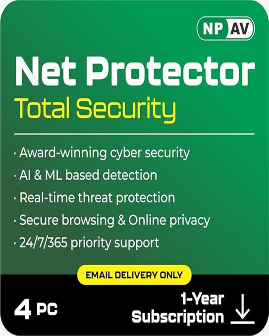 Net Protector Antivirus for PC Total Security , 4 PC, 1 Year (Email Delivery in 1 Hour - No CD)