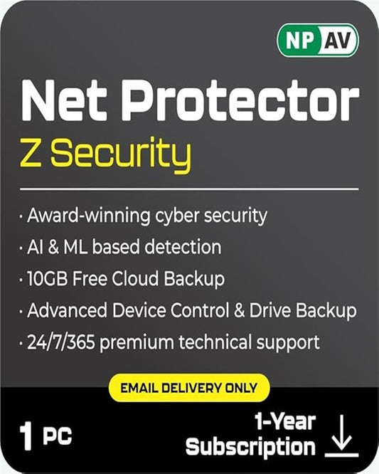 Net Protector Z Security (NPAV Antivirus ) – 1 User | 1 Year | Email Delivery (No CD)