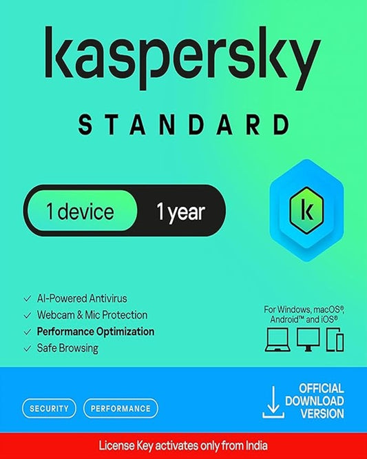 Kaspersky | Standard Security | 1 Device | 1 Year | Email Delivery in 1 Hour