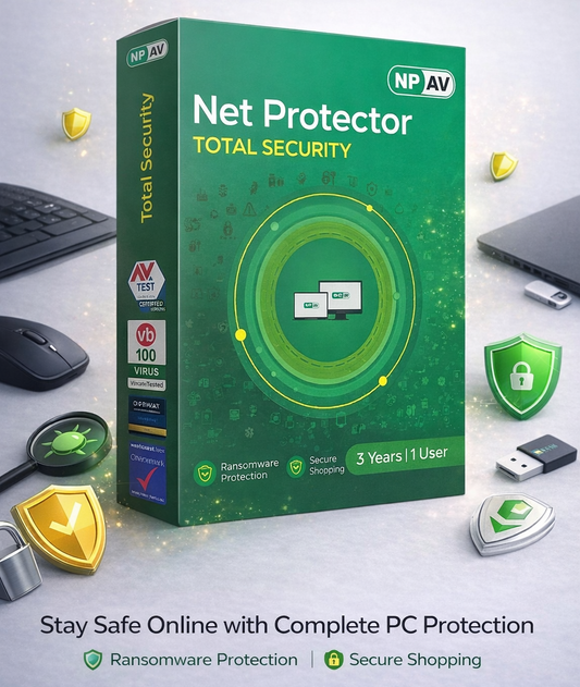 Net Protector Antivirus for PC – Total Security | 3 PCs | 1 Year | Email Delivery (No CD)