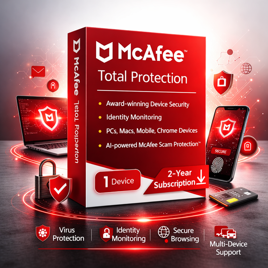 McAfee Total Protection – 1 Device | 2 Years | Email Delivery