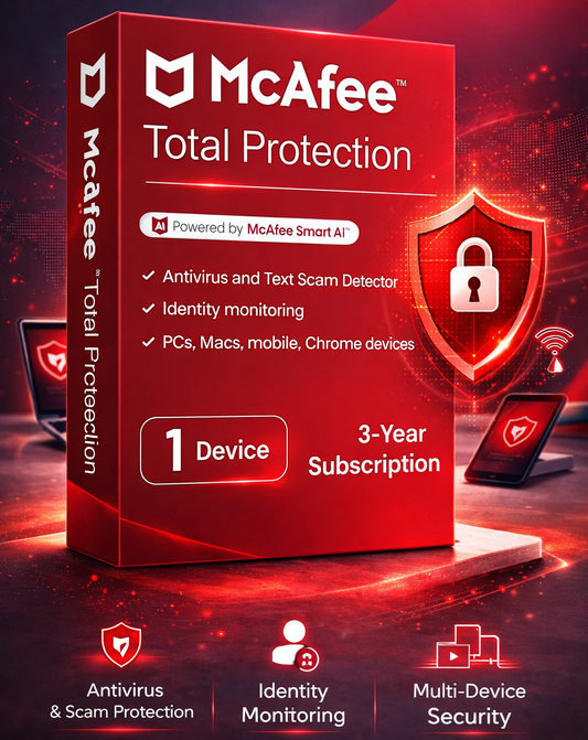 McAfee Total Protection – 1 Device | 3 Years | Email Delivery
