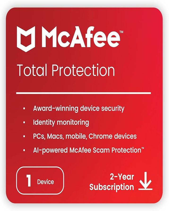 McAfee Total Protection – 1 Device | 2 Years | Email Delivery