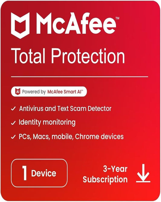 McAfee Total Protection – 1 Device | 3 Years | Email Delivery