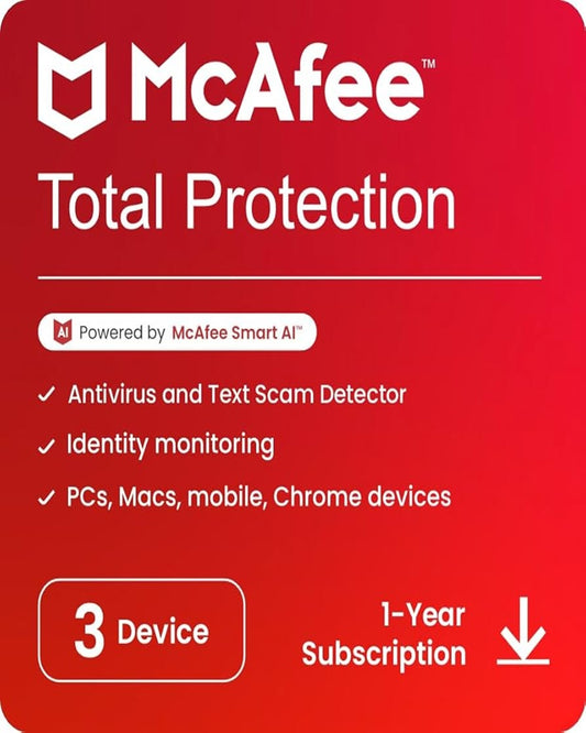 McAfee Total Protection – 3 Devices | 1 Year | Email Delivery